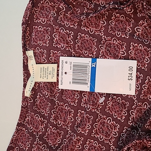Seven Sisters XL Womens Geometric Print One-Shoulder Top Rust NWT - Picture 4 of 10